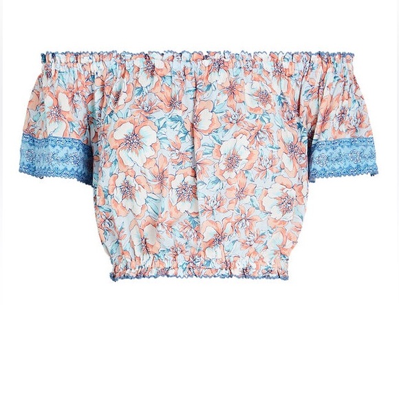 POUPETTE ST BARTH Camila Off-The-Shoulder Floral Top S/M - Picture 3 of 5